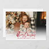 メリークリスマスレッドタイポグラフィ写真 シーズンカード (正面/裏面)