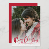 メリークリスマスレッドタイポグラフィ写真 シーズンカード (正面/裏面)