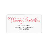 メリークリスマスレッドタイポグラフィ差出人住所 ラベル (正面)