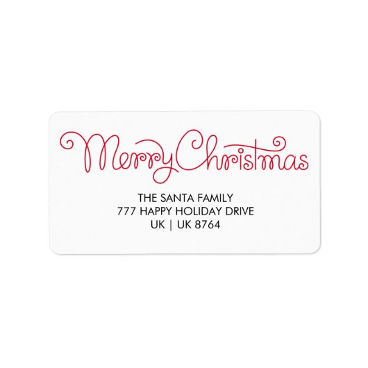 メリークリスマスレッドタイポグラフィ差出人住所 ラベル (正面)