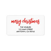 メリークリスマスレッドタイポグラフィ差出人住所 ラベル (正面)