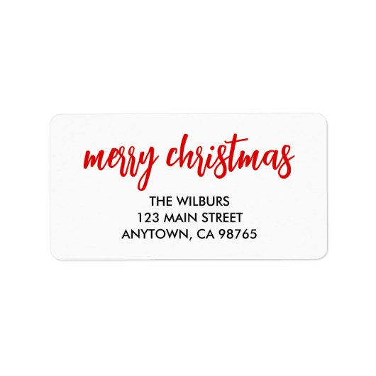 メリークリスマスレッドタイポグラフィ差出人住所 ラベル (正面)