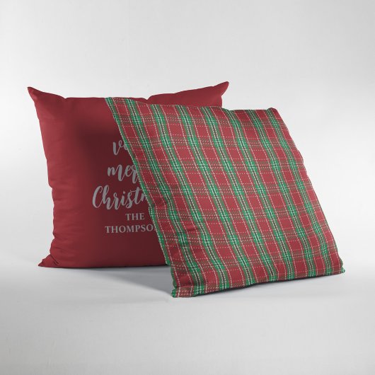 メリークリスマスレッドタイポグラフィ パーソナライズされた クッション