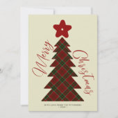 メリークリスマスレッドツリープレイドタータンチェック非写真 シーズンカード (正面)