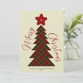 メリークリスマスレッドツリープレイドタータンチェック非写真 シーズンカード (スタンド正面)