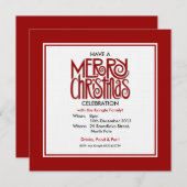 メリークリスマスレッドテーマパーティー招待状 招待状 (正面/裏面)