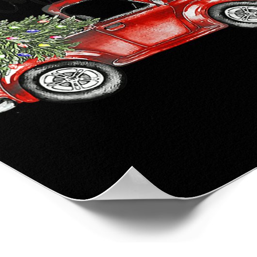 メリークリスマスレッドトラックツリーライトファおもしろいミリ ポスター (角)