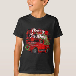 メリークリスマスレッドトラック水牛はクリスマスを祈る Tシャツ