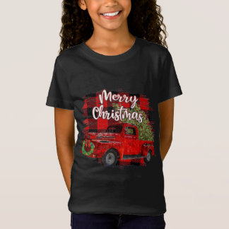メリークリスマスレッドトラック水牛はクリスマスを祈る Tシャツ