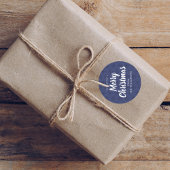 メリークリスマスレッドネイビーブルーシンプルスノーフレーク ラウンドシール