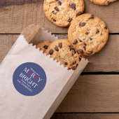 メリークリスマスレッドネイビーブルーシンプルミニマル ラウンドシール