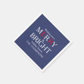 メリークリスマスレッドネイビーブルーシンプルMInimalist スタンダードカクテルナプキン (角)