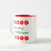 メリークリスマスレッドハイビスカスハワイアンマグ ツートーンマグカップ (正面左)