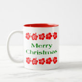 メリークリスマスレッドハイビスカスハワイアンマグ ツートーンマグカップ (左)