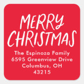 メリークリスマスレッドハンドレット差出人住所 スクエアシール (正面)