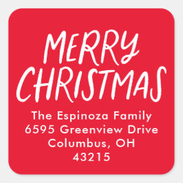 メリークリスマスレッドハンドレット差出人住所 スクエアシール