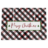 メリークリスマスレッドバッファローチェックプレイド ラージペーパーバッグ (正面)