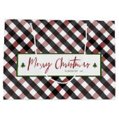 メリークリスマスレッドバッファローチェックプレイド ラージペーパーバッグ (裏面)