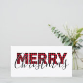 メリークリスマスレッドバッファロープレイドと書道 シーズンカード (スタンド正面)