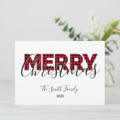 メリークリスマスレッドバッファロープレイドと書道 シーズンカード (スタンド正面)