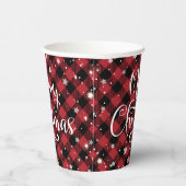 メリークリスマスレッドバッファロープレイドホリデーパーティー 紙コップ (右)