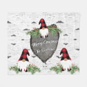 メリークリスマスレッドバッファロープレイド格言シェルパBl フリースブランケット (正面(横))