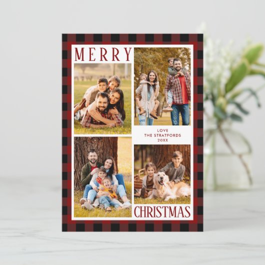 メリークリスマスレッドバッファロープレイド4フォトコラージュ シーズンカード (スタンド正面)