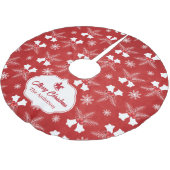 メリークリスマスレッドパターンクリスマスベル ブラッシュドポリエステルツリースカート (アングル)