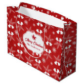 メリークリスマスレッドパターンクリスマスベル ラージペーパーバッグ (裏面アングル)