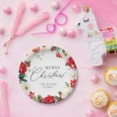 メリークリスマスレッドパーソナライズされたフローラ ペーパープレート (パーティー)