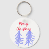 メリークリスマスレッドパープルパステル松の木水 キーホルダー (裏面)