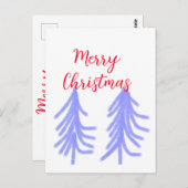 メリークリスマスレッドパープルパステル松の木水 ポストカード (正面/裏面)