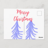 メリークリスマスレッドパープルパステル松の木水 ポストカード (裏面)