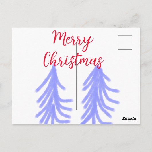 メリークリスマスレッドパープルパステル松の木水 ポストカード (裏面)