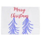 メリークリスマスレッドパープルパステル松の木水 ラージペーパーバッグ (裏面)