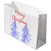 メリークリスマスレッドパープルパステル松の木水 ラージペーパーバッグ (裏面アングル)