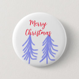 メリークリスマスレッドパープルパステル松の木水 缶バッジ