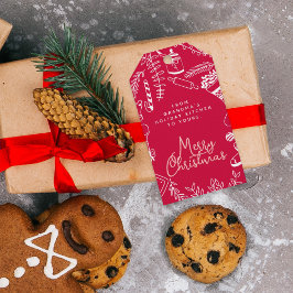 メリークリスマスレッドピンクホリデイベーキング ギフトタグ