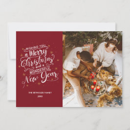 メリークリスマスレッドファミリーフォトホリデーカード シーズンカード