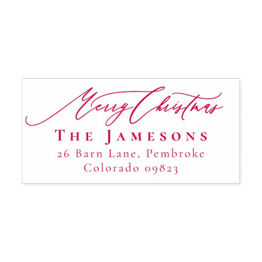 メリークリスマスレッドファミリー名差出人住所 セルフインキングスタンプ (デザイン)