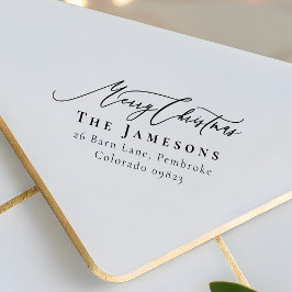 メリークリスマスレッドファミリー名差出人住所 ラバースタンプ