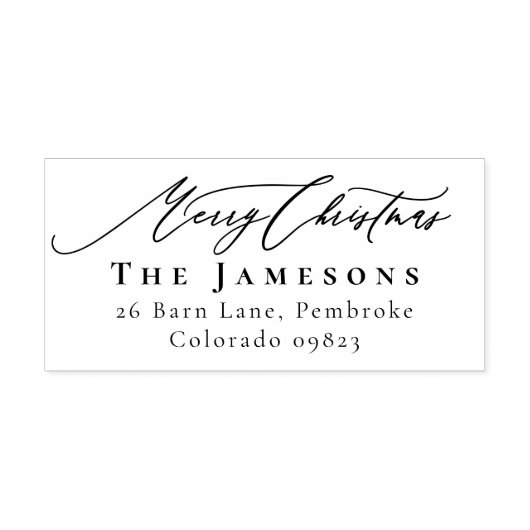 メリークリスマスレッドファミリー名差出人住所 ラバースタンプ (インプリント)