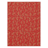 メリークリスマスレッドフェイクゴールド箔スクリプトパターン テーブルクロス (正面)