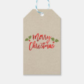 メリークリスマスレッドフェイクフォイルモダンスクリプトクラフト ギフトタグ (正面)