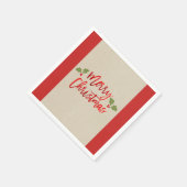 メリークリスマスレッドフェイクフォイルモダンスクリプトクラフト スタンダードカクテルナプキン (角)