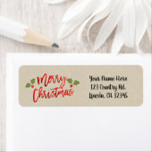 メリークリスマスレッドフェイクフォイルモダンスクリプトクラフト ラベル (インサイチュ)