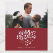 メリークリスマスレッドフォトクリスマス ワインラベル (シングルラベル)