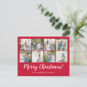 メリークリスマスレッドフォトコラージホリデー シーズンポストカード (スタンド正面)