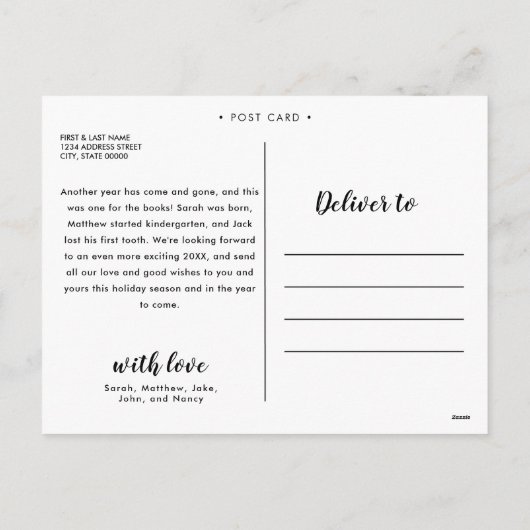 メリークリスマスレッドフォトコラージホリデー シーズンポストカード (裏面)