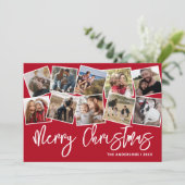 メリークリスマスレッドフォトコラージュ シーズンカード (スタンド正面)